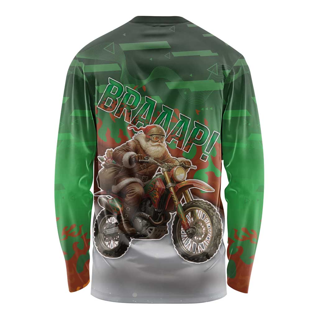 Braaap Christmas Long Sleeve Shirt Motocross Santa - Wonder Print Shop