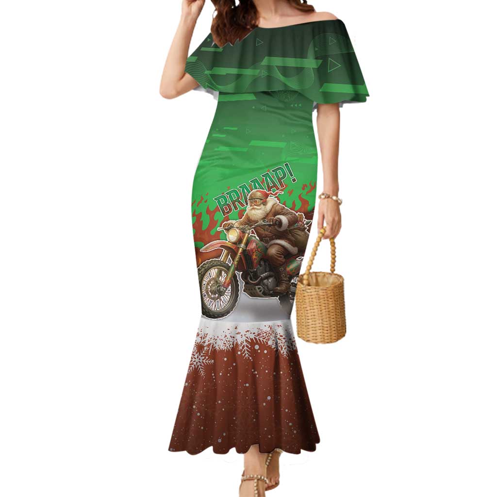 Braaap Christmas Mermaid Dress Motocross Santa - Wonder Print Shop