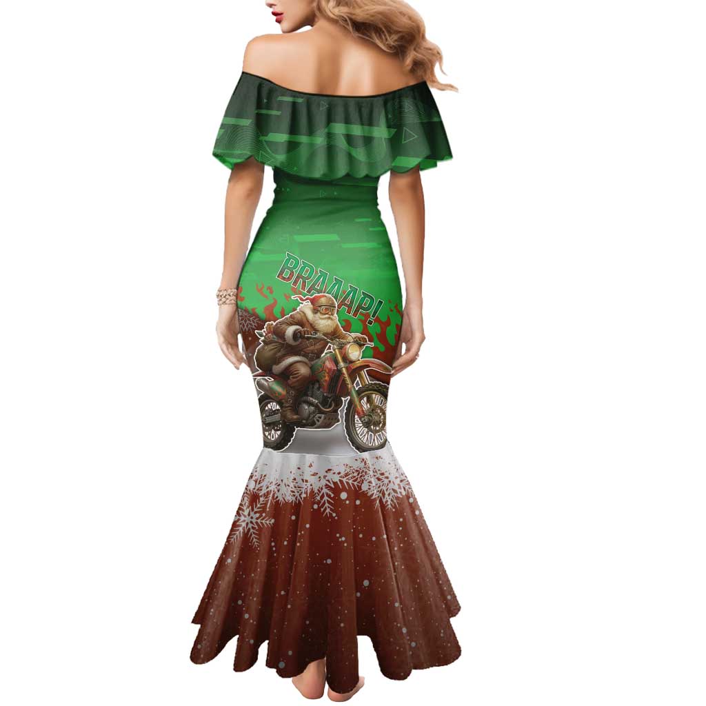 Braaap Christmas Mermaid Dress Motocross Santa - Wonder Print Shop