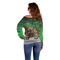 Braaap Christmas Off Shoulder Sweater Motocross Santa - Wonder Print Shop