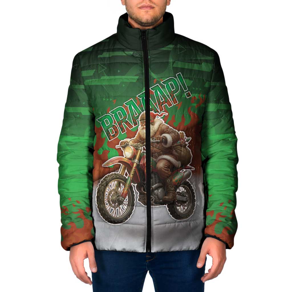 Braaap Christmas Padded Jacket Motocross Santa - Wonder Print Shop