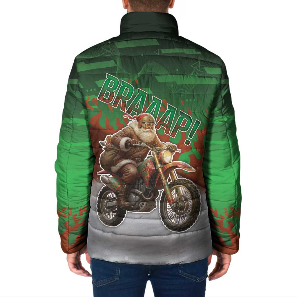Braaap Christmas Padded Jacket Motocross Santa - Wonder Print Shop