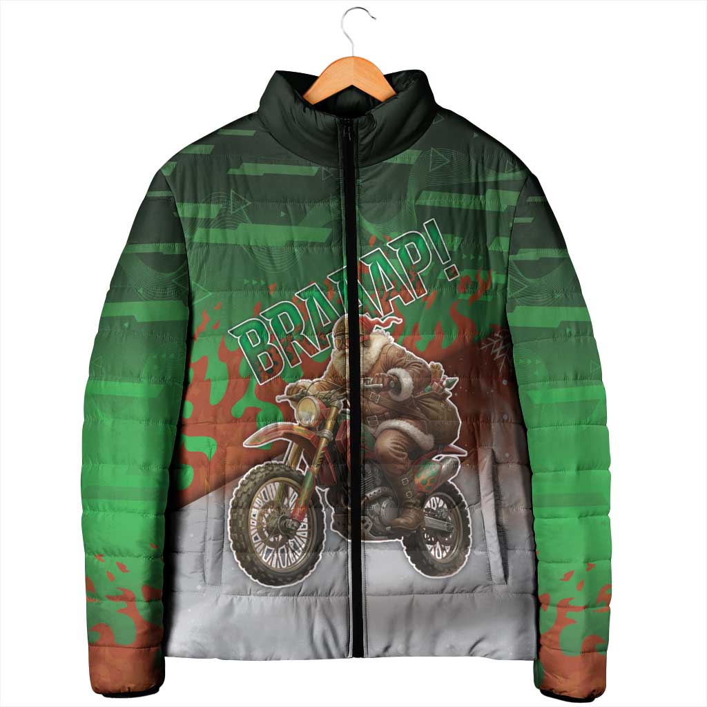 Braaap Christmas Padded Jacket Motocross Santa - Wonder Print Shop