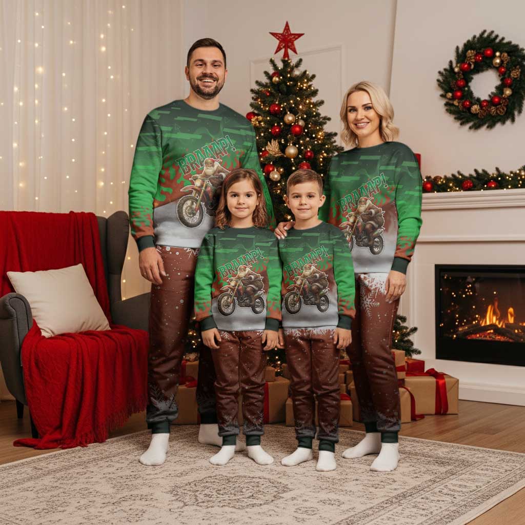 Braaap Christmas Pajama Set Motocross Santa - Wonder Print Shop