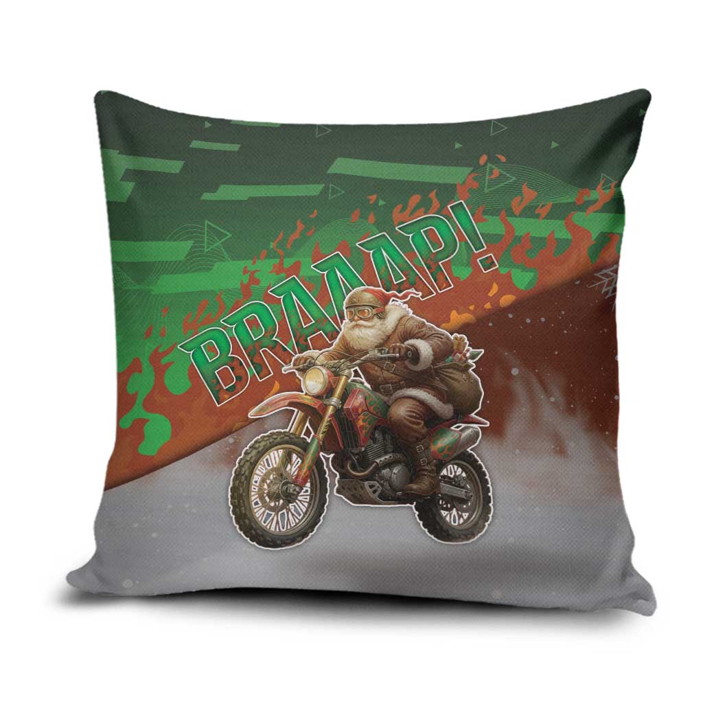Braaap Christmas Pillow Cover Motocross Santa - Wonder Print Shop
