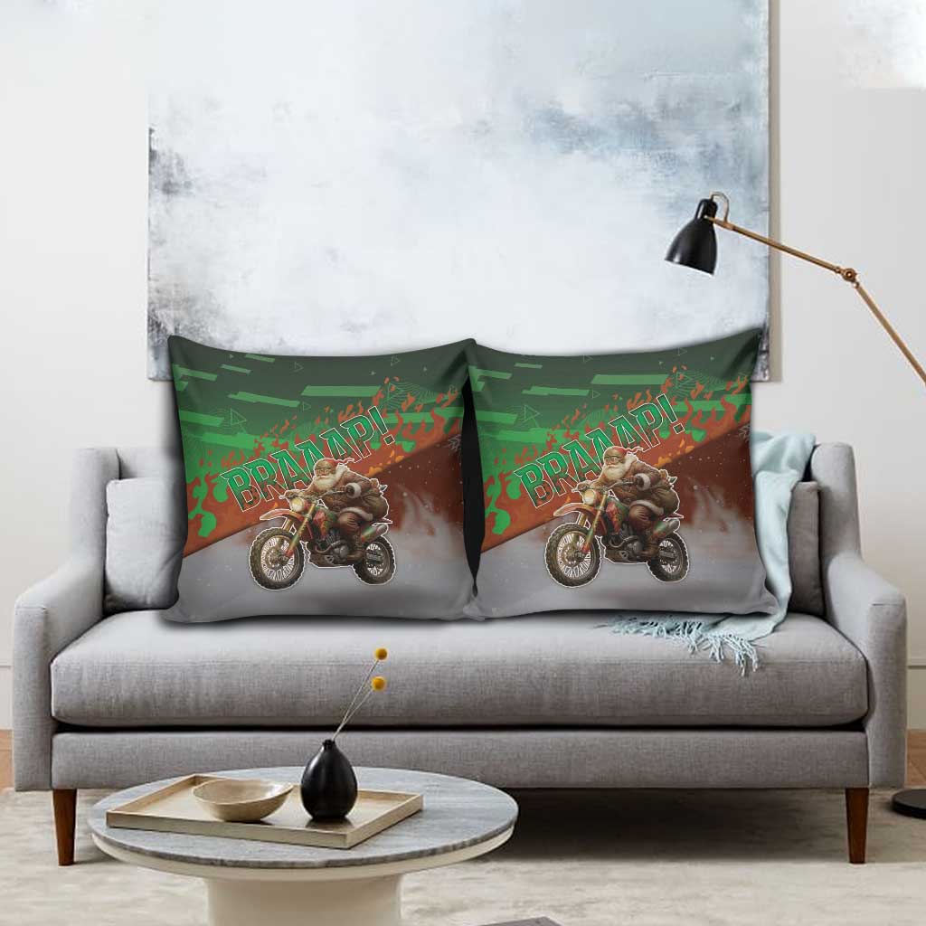 Braaap Christmas Pillow Cover Motocross Santa - Wonder Print Shop
