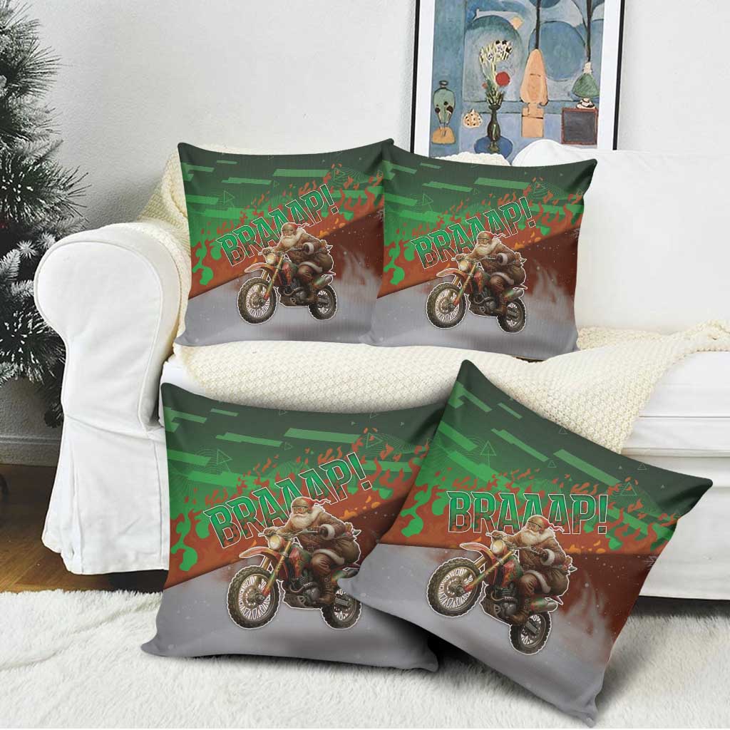 Braaap Christmas Pillow Cover Motocross Santa - Wonder Print Shop