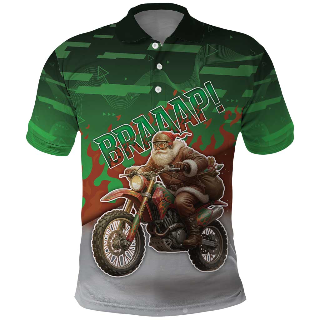 Braaap Christmas Polo Shirt Motocross Santa - Wonder Print Shop