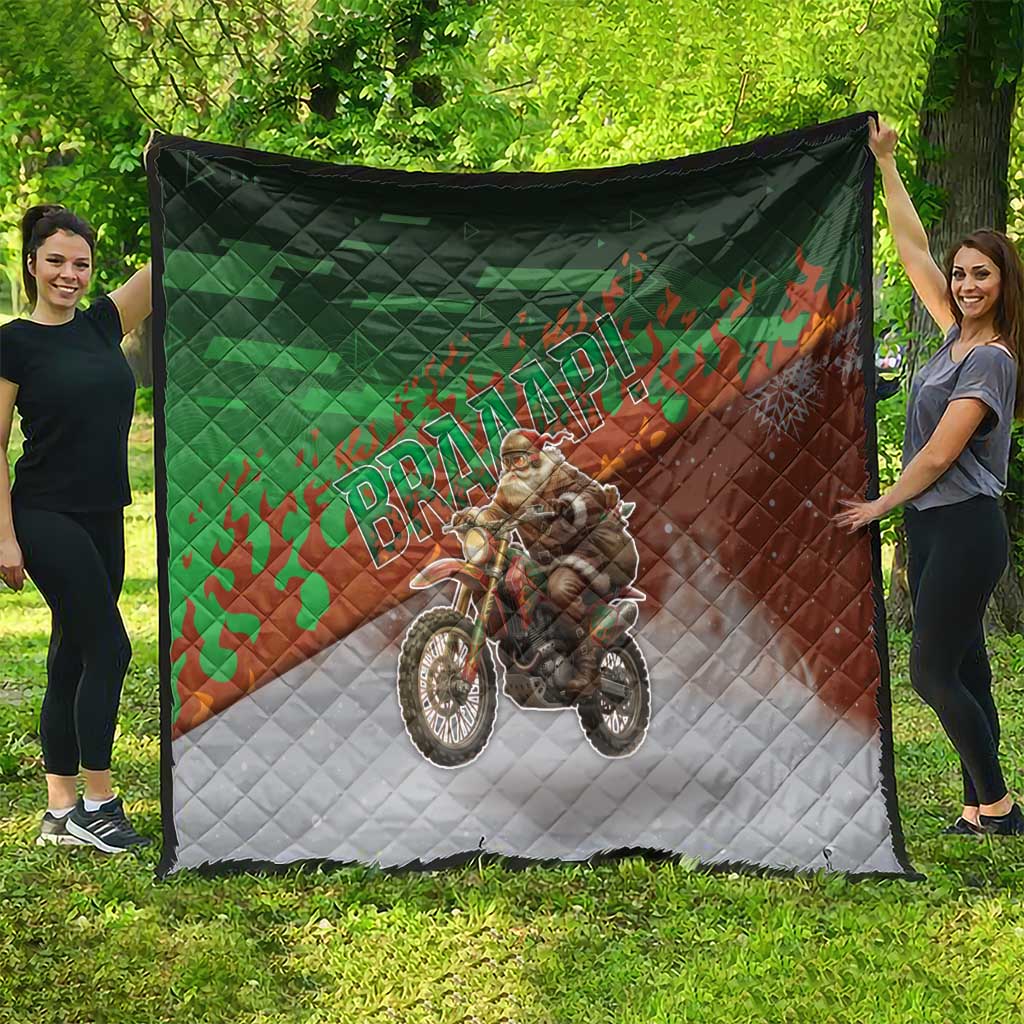 Braaap Christmas Quilt Motocross Santa - Wonder Print Shop