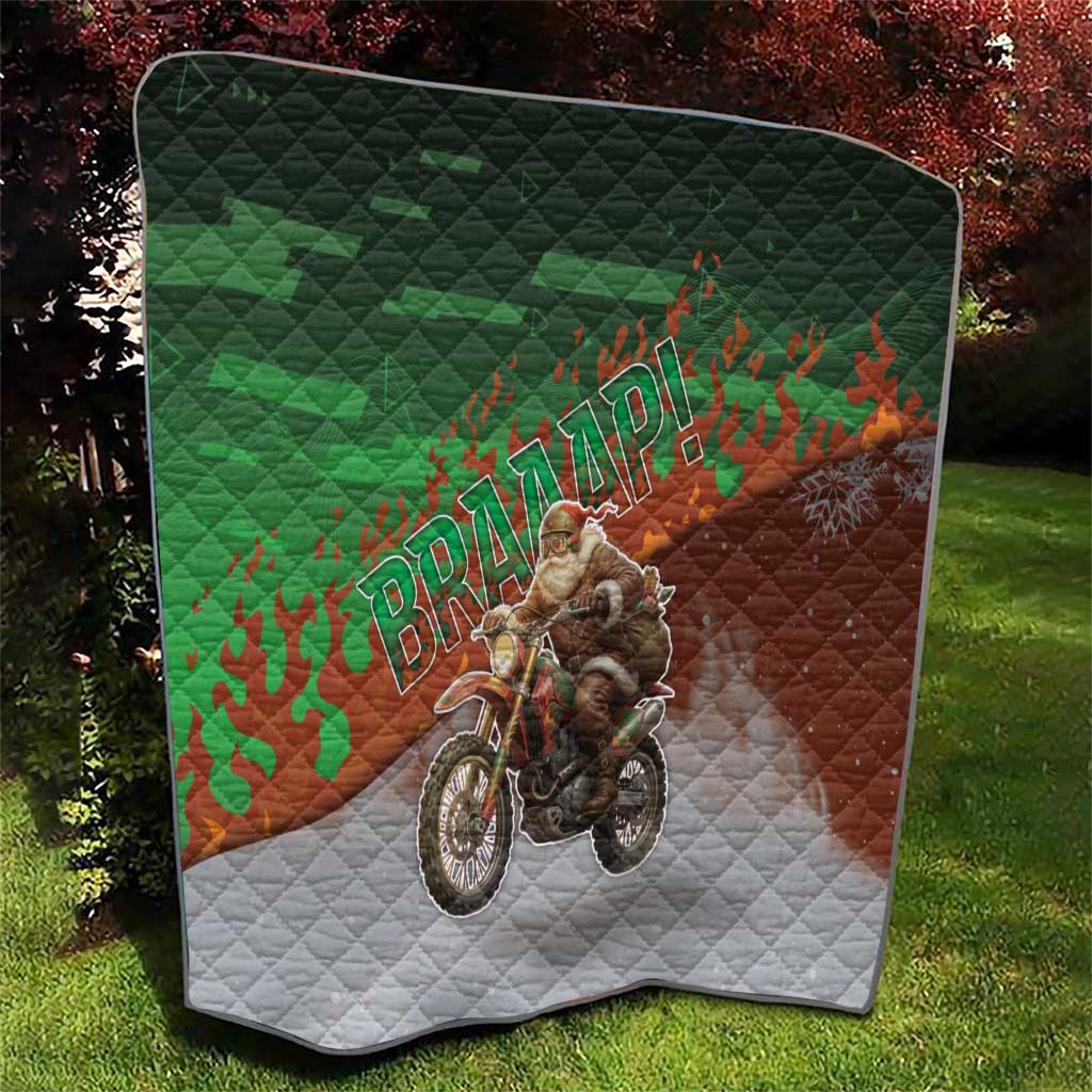 Braaap Christmas Quilt Motocross Santa - Wonder Print Shop