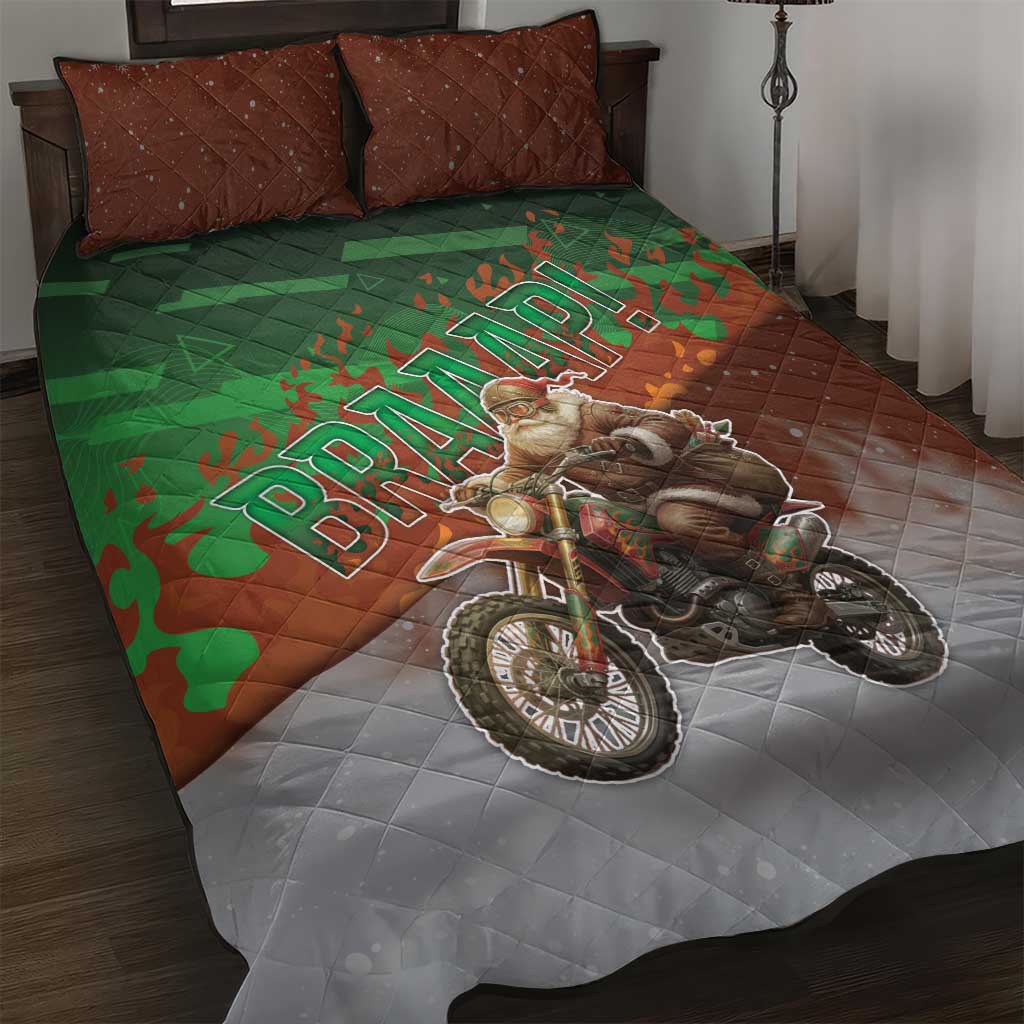 Braaap Christmas Quilt Bed Set Motocross Santa - Wonder Print Shop