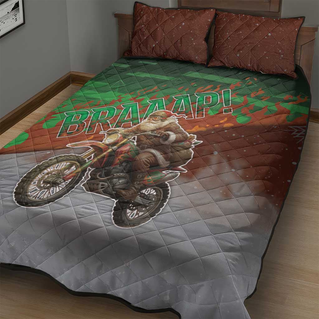 Braaap Christmas Quilt Bed Set Motocross Santa - Wonder Print Shop