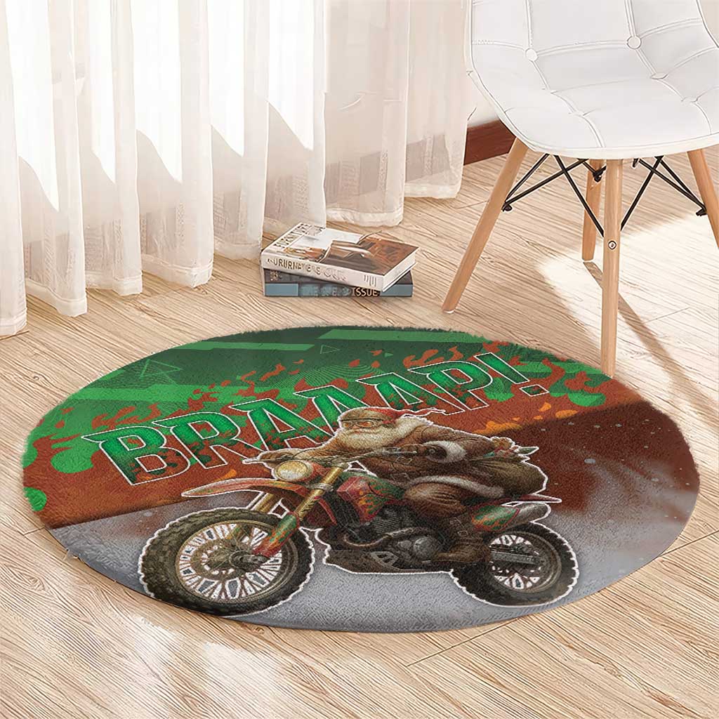 Braaap Christmas Round Carpet Motocross Santa - Wonder Print Shop