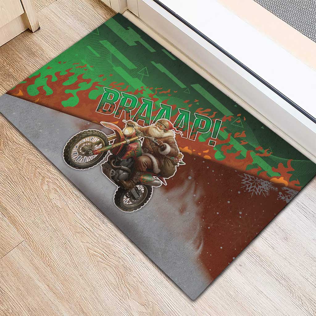Braaap Christmas Rubber Doormat Motocross Santa - Wonder Print Shop