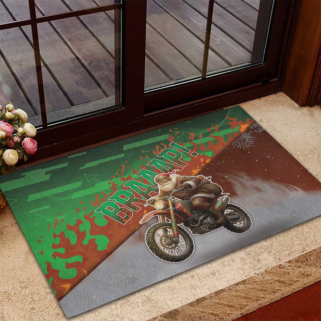 Braaap Christmas Rubber Doormat Motocross Santa - Wonder Print Shop