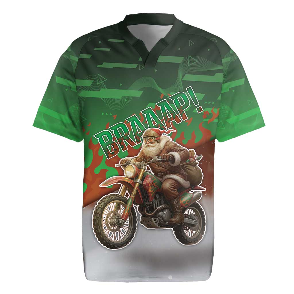 Braaap Christmas Rugby Jersey Motocross Santa - Wonder Print Shop