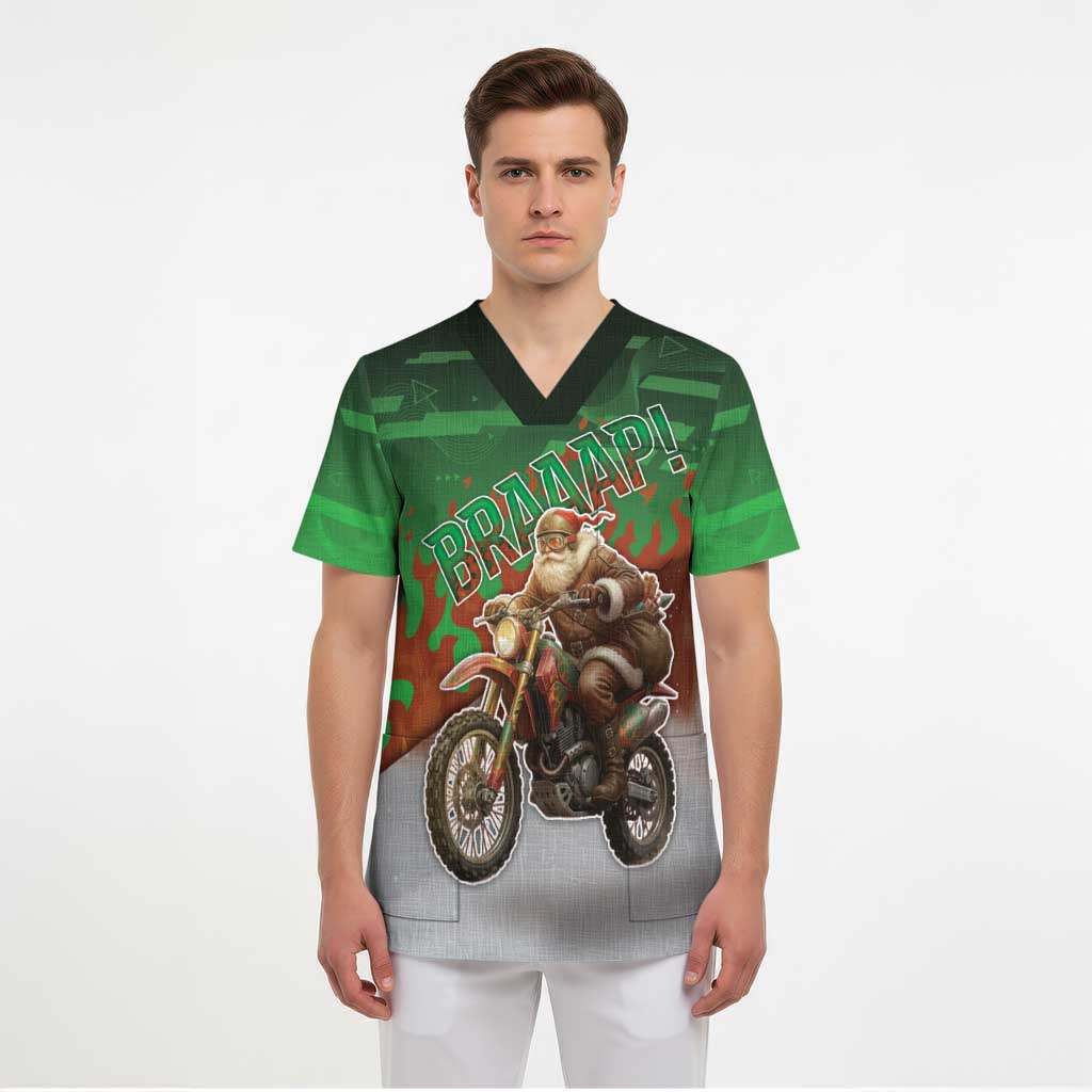 Braaap Christmas Scrub Top Motocross Santa - Wonder Print Shop