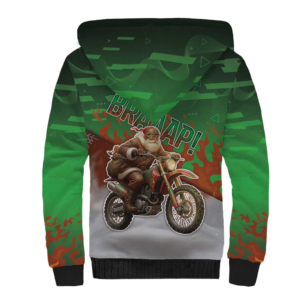 Braaap Christmas Sherpa Hoodie Motocross Santa - Wonder Print Shop