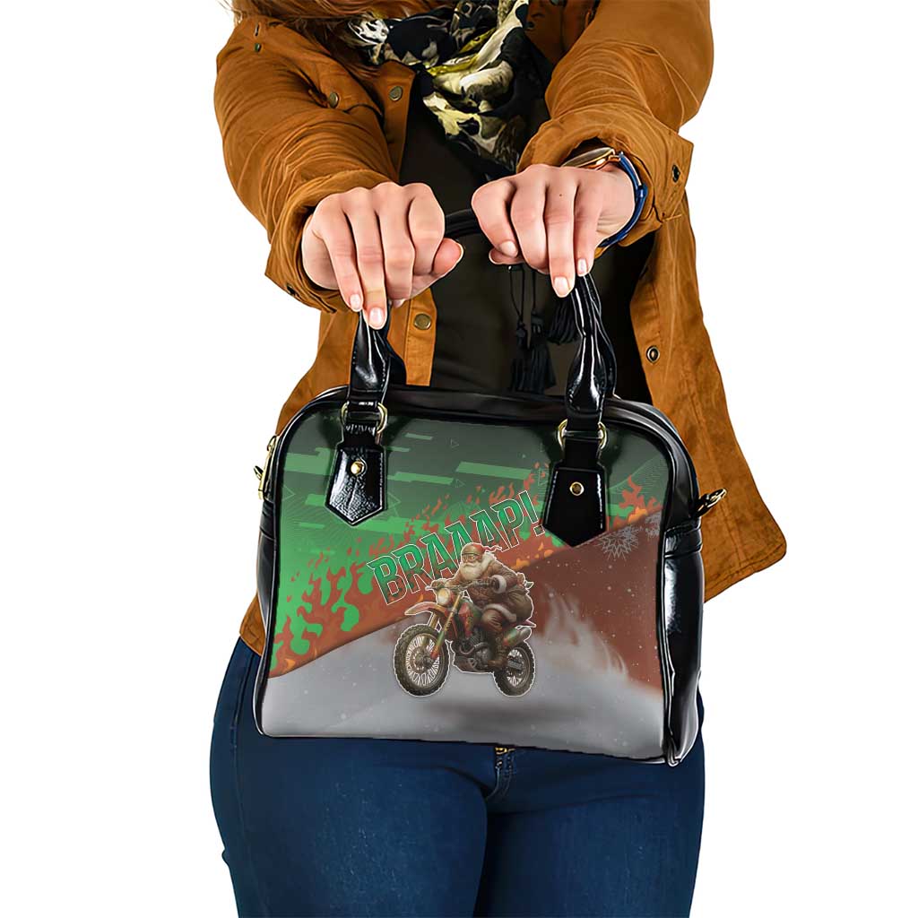 Braaap Christmas Shoulder Handbag Motocross Santa - Wonder Print Shop