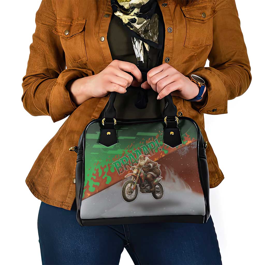 Braaap Christmas Shoulder Handbag Motocross Santa - Wonder Print Shop