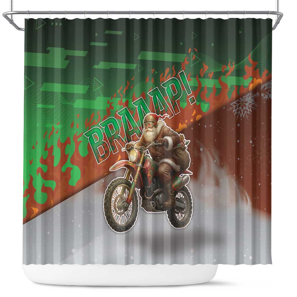 Braaap Christmas Shower Curtain Motocross Santa - Wonder Print Shop