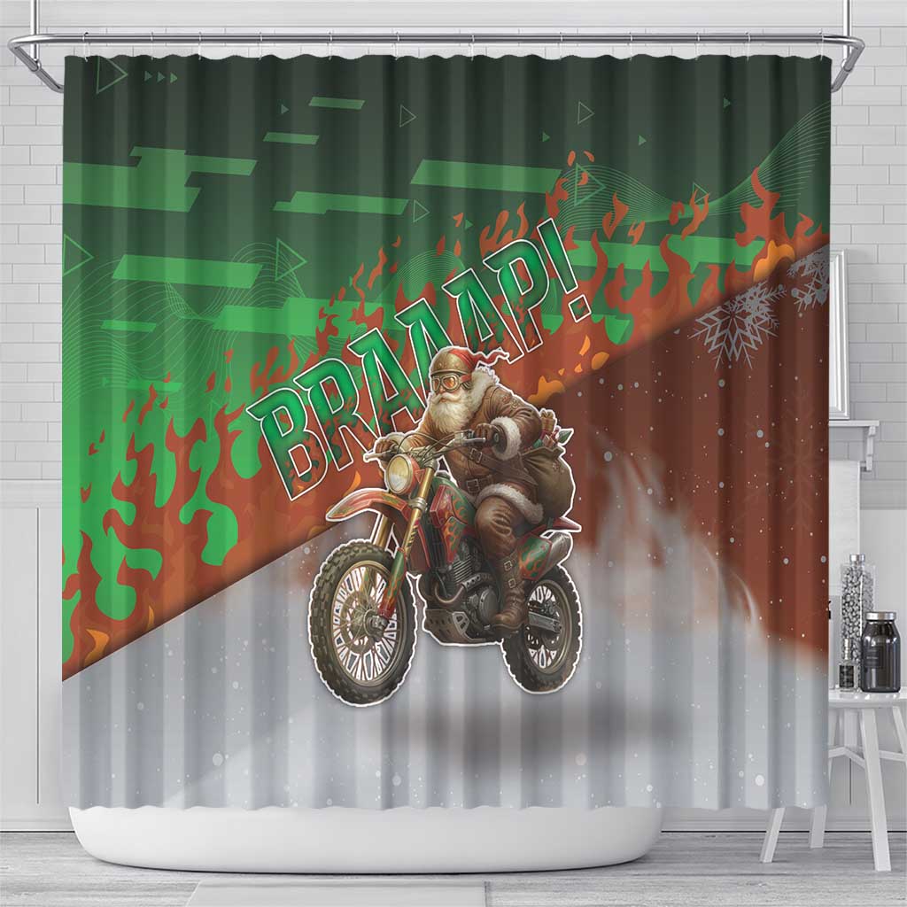 Braaap Christmas Shower Curtain Motocross Santa - Wonder Print Shop