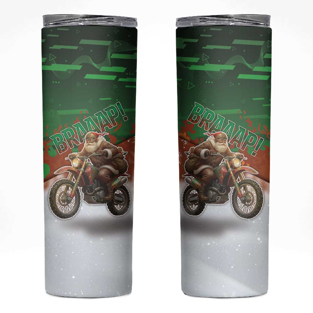 Braaap Christmas Skinny Tumbler Motocross Santa - Wonder Print Shop