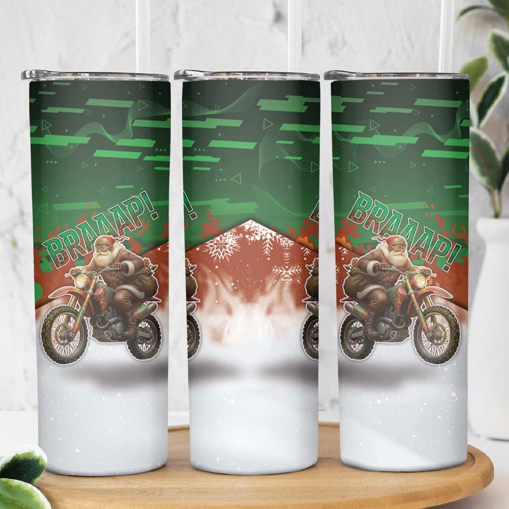Braaap Christmas Skinny Tumbler Motocross Santa - Wonder Print Shop