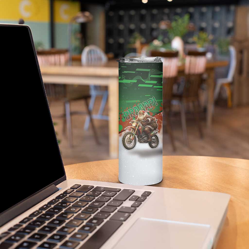 Braaap Christmas Skinny Tumbler Motocross Santa - Wonder Print Shop