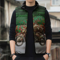 Braaap Christmas Sleeveless Puffer Jacket Motocross Santa - Wonder Print Shop