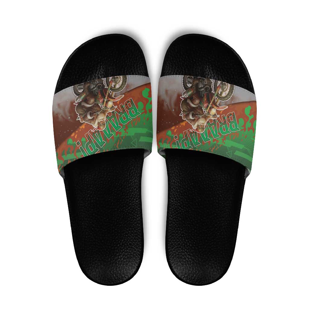 Braaap Christmas Slide Sandals Motocross Santa - Wonder Print Shop