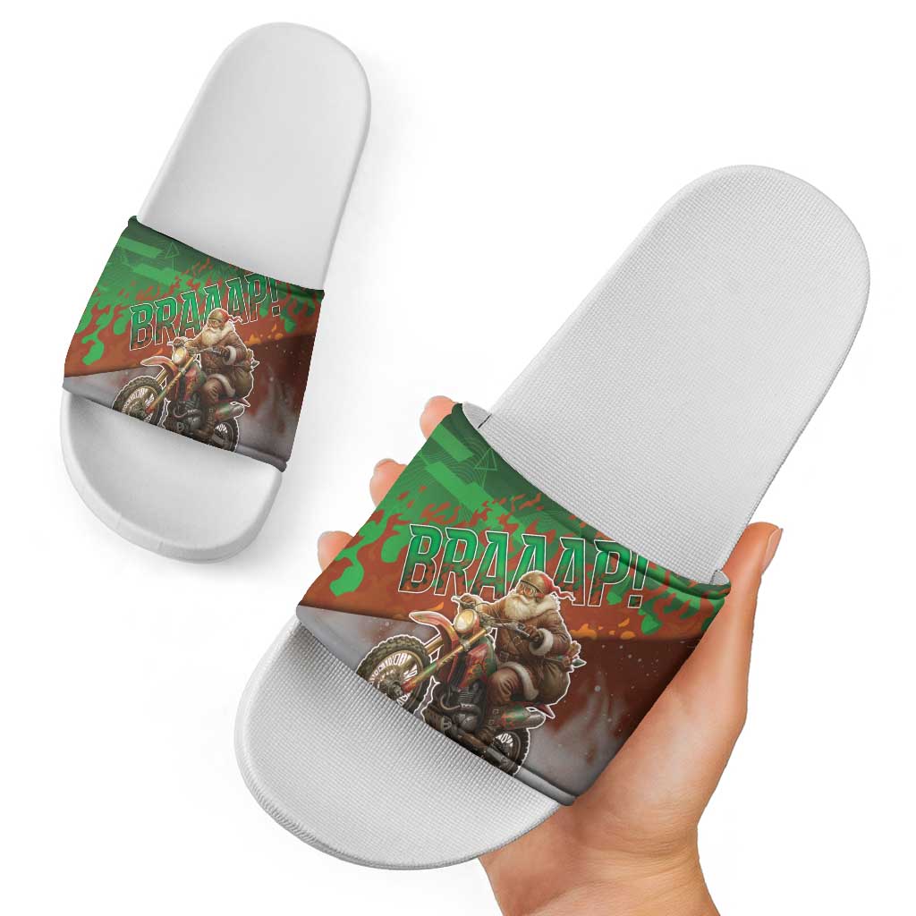 Braaap Christmas Slide Sandals Motocross Santa - Wonder Print Shop