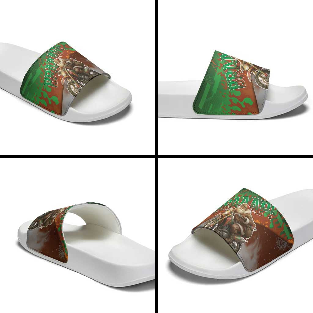 Braaap Christmas Slide Sandals Motocross Santa - Wonder Print Shop