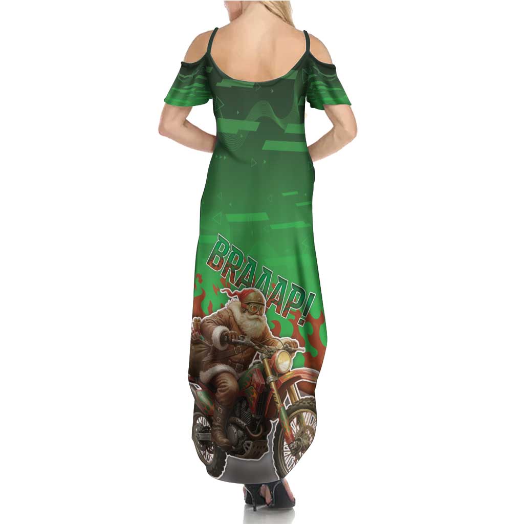 Braaap Christmas Summer Maxi Dress Motocross Santa - Wonder Print Shop