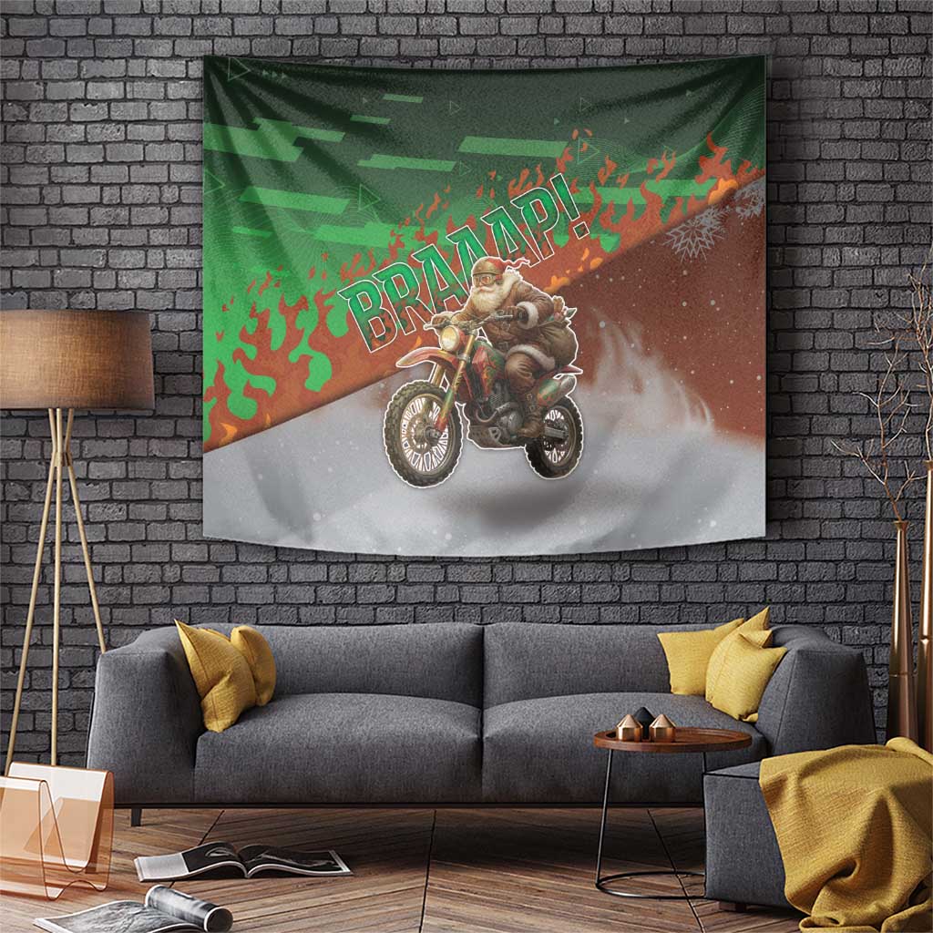 Braaap Christmas Tapestry Motocross Santa - Wonder Print Shop