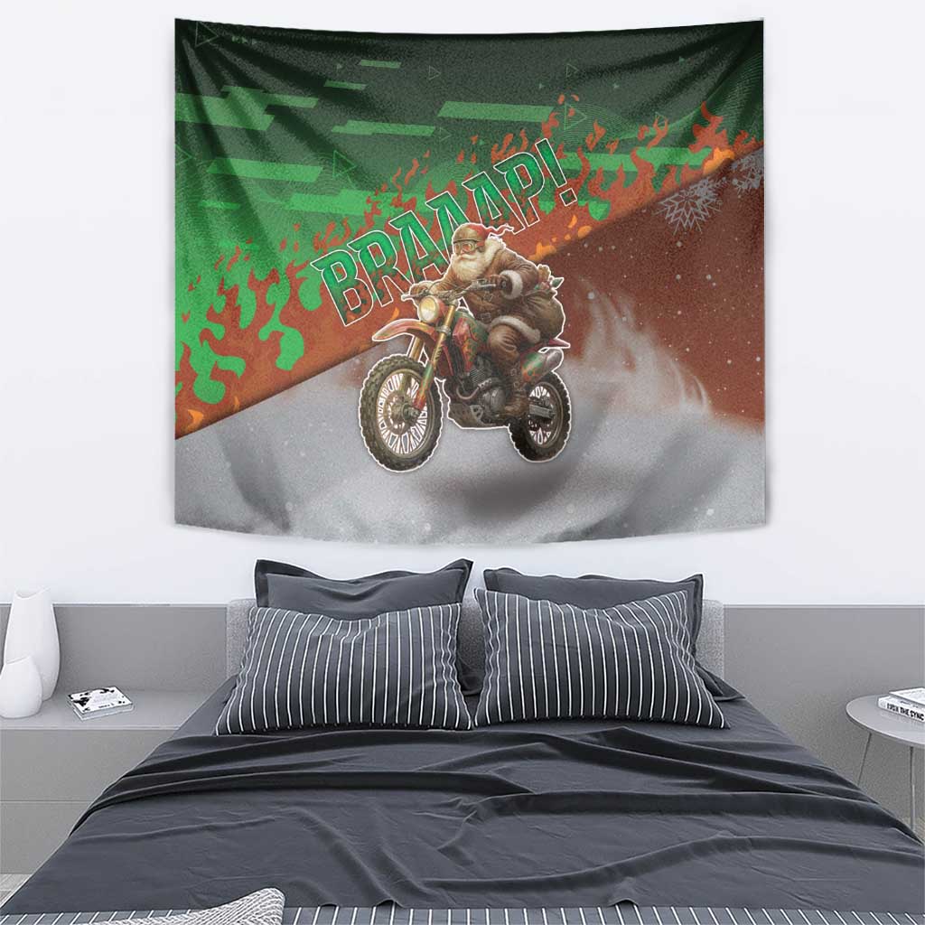 Braaap Christmas Tapestry Motocross Santa - Wonder Print Shop