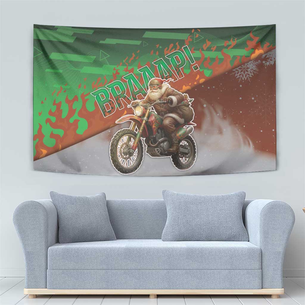 Braaap Christmas Tapestry Motocross Santa - Wonder Print Shop