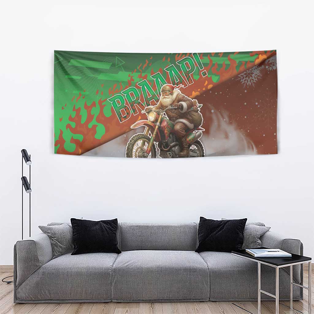 Braaap Christmas Tapestry Motocross Santa - Wonder Print Shop