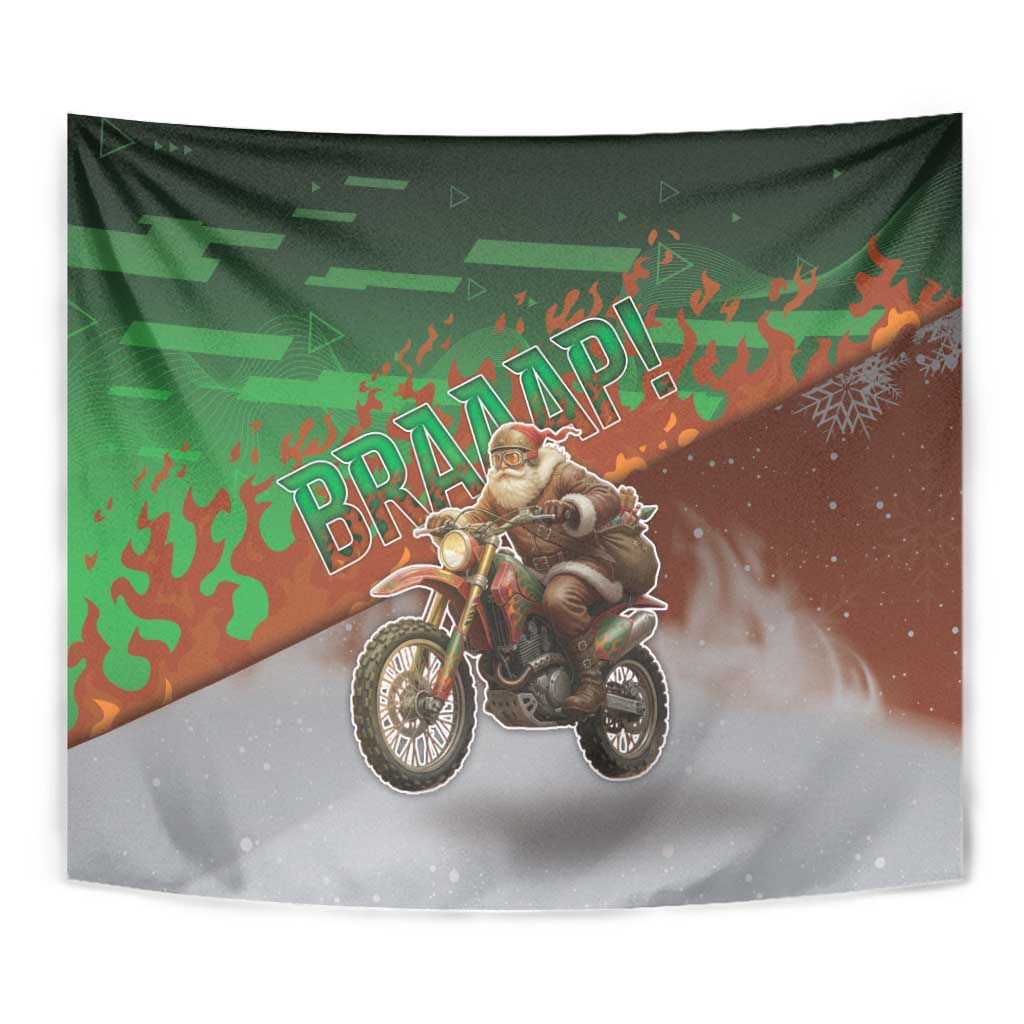Braaap Christmas Tapestry Motocross Santa - Wonder Print Shop