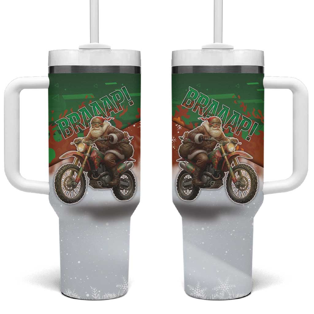 Braaap Christmas Tumbler With Handle Motocross Santa - Wonder Print Shop