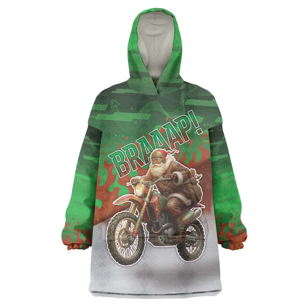Braaap Christmas Wearable Blanket Hoodie Motocross Santa - Wonder Print Shop