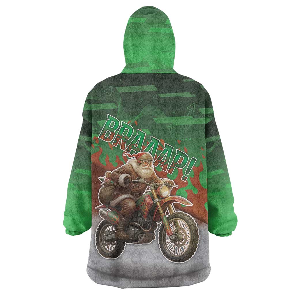 Braaap Christmas Wearable Blanket Hoodie Motocross Santa - Wonder Print Shop