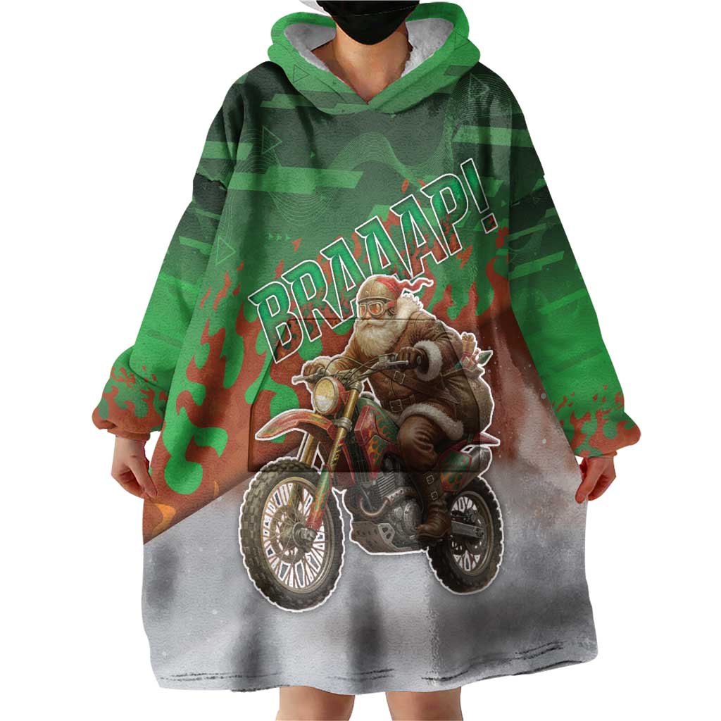 Braaap Christmas Wearable Blanket Hoodie Motocross Santa - Wonder Print Shop