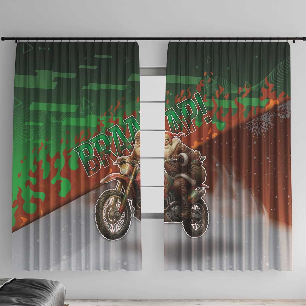Braaap Christmas Window Curtain Motocross Santa - Wonder Print Shop
