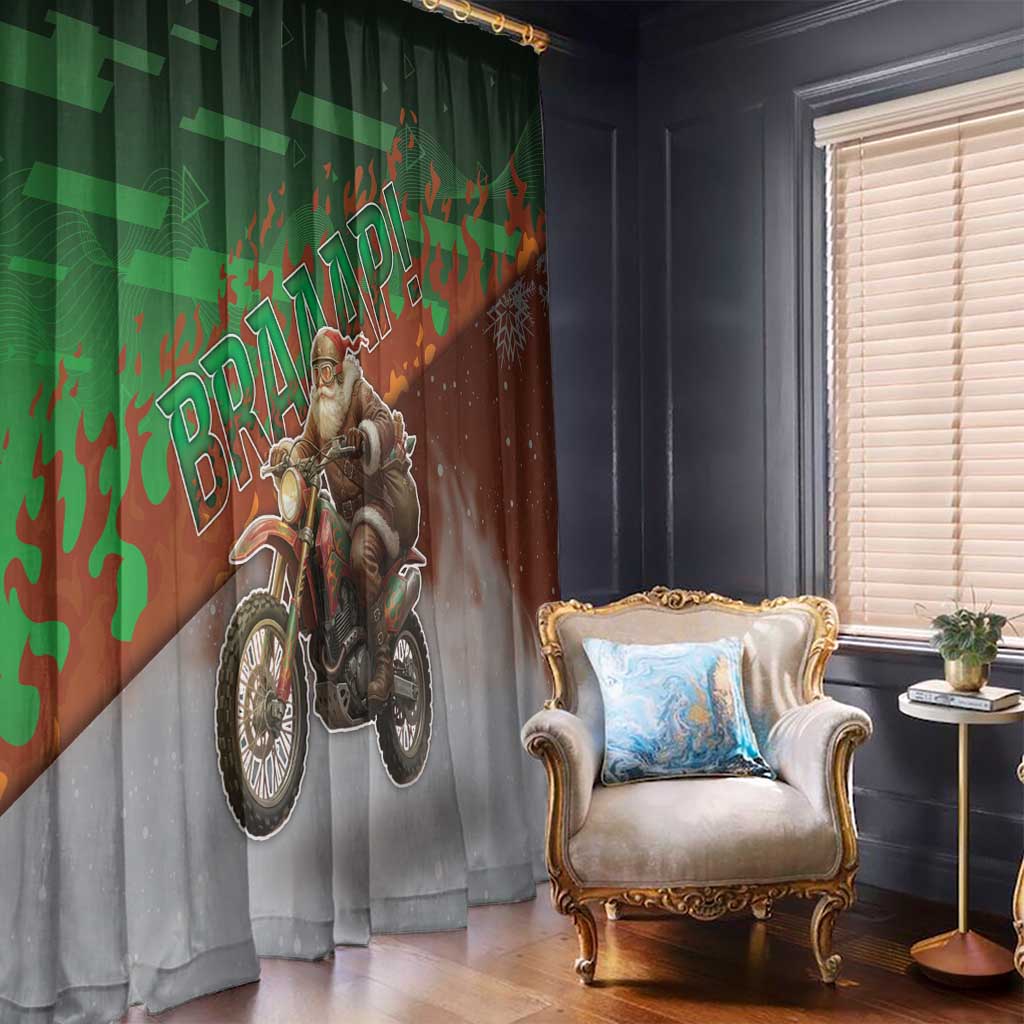 Braaap Christmas Window Curtain Motocross Santa - Wonder Print Shop