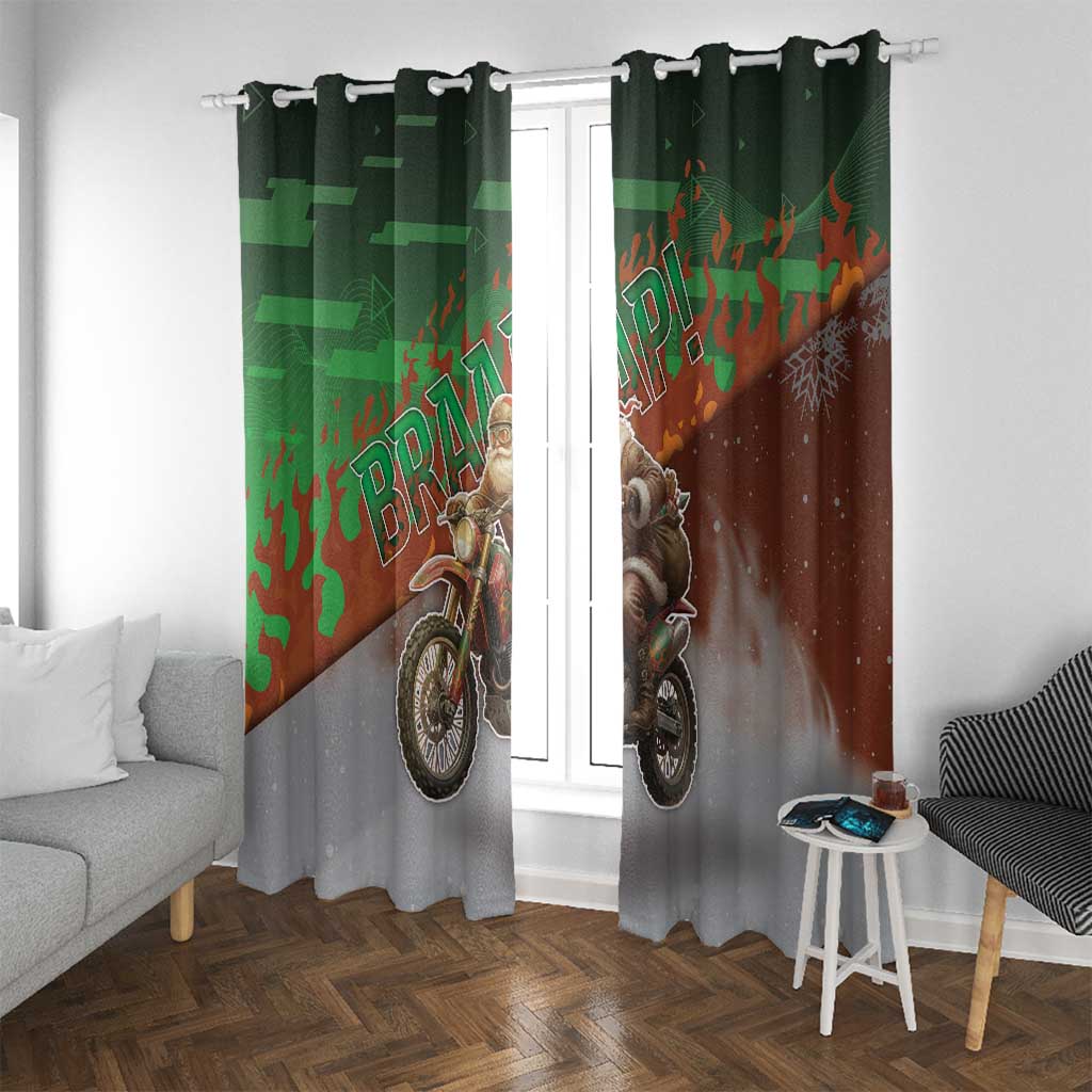 Braaap Christmas Window Curtain Motocross Santa - Wonder Print Shop