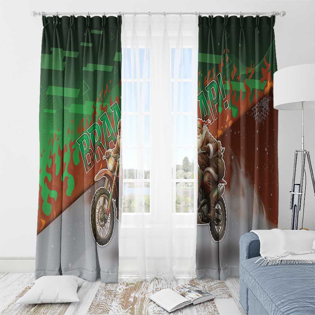 Braaap Christmas Window Curtain Motocross Santa - Wonder Print Shop