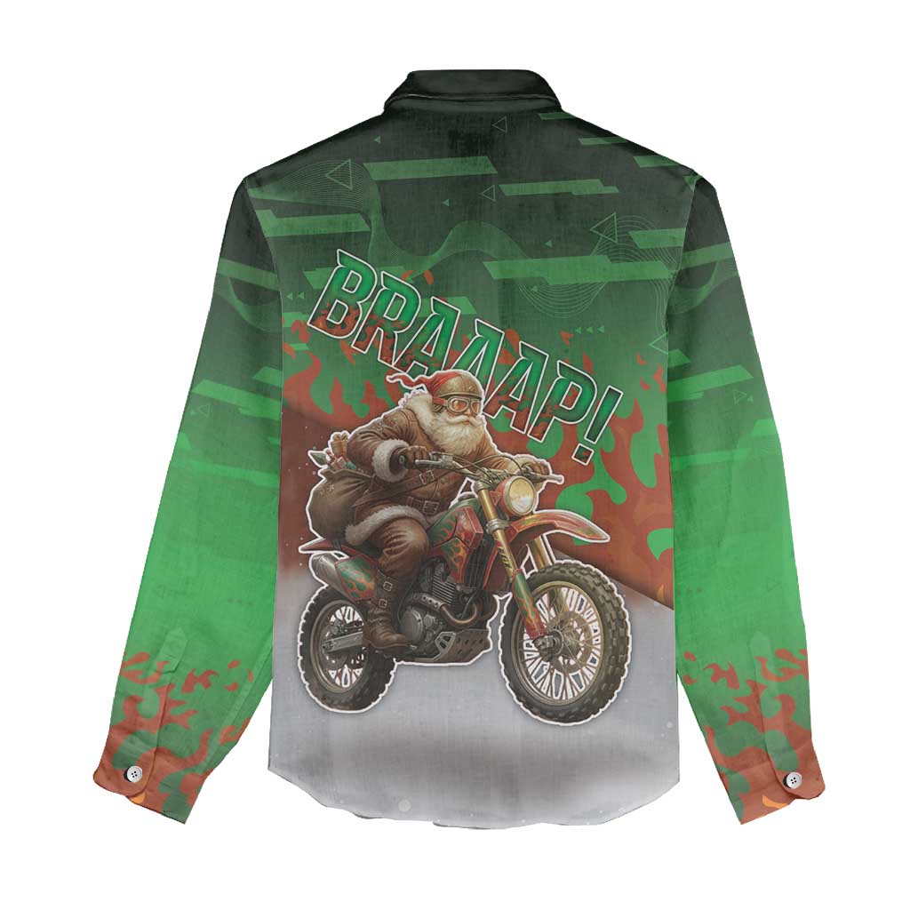 Braaap Christmas Women Casual Shirt Motocross Santa - Wonder Print Shop