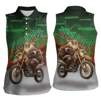 Braaap Christmas Women Sleeveless Polo Shirt Motocross Santa - Wonder Print Shop