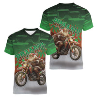 Braaap Christmas Women V-Neck T-Shirt Motocross Santa - Wonder Print Shop